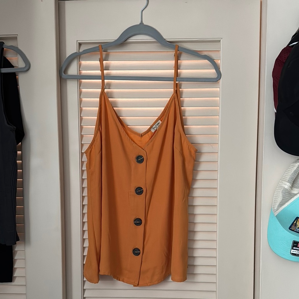 Orange Button-Down Women's Top